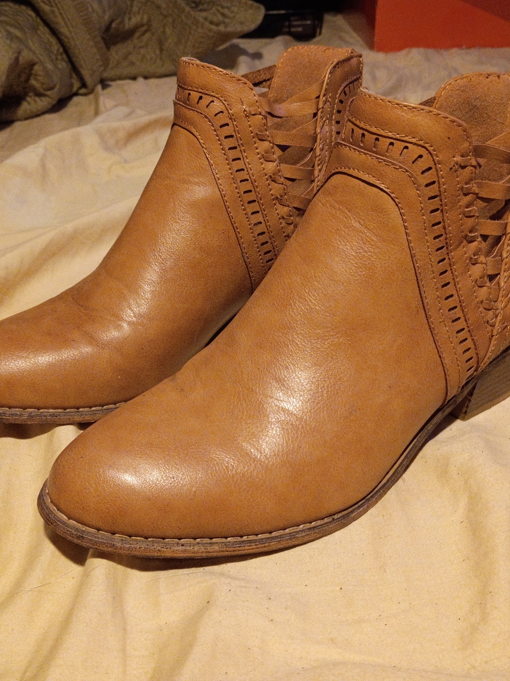Corkys Tan Cutout Leather Ankle Booties - Picture 2 of 8